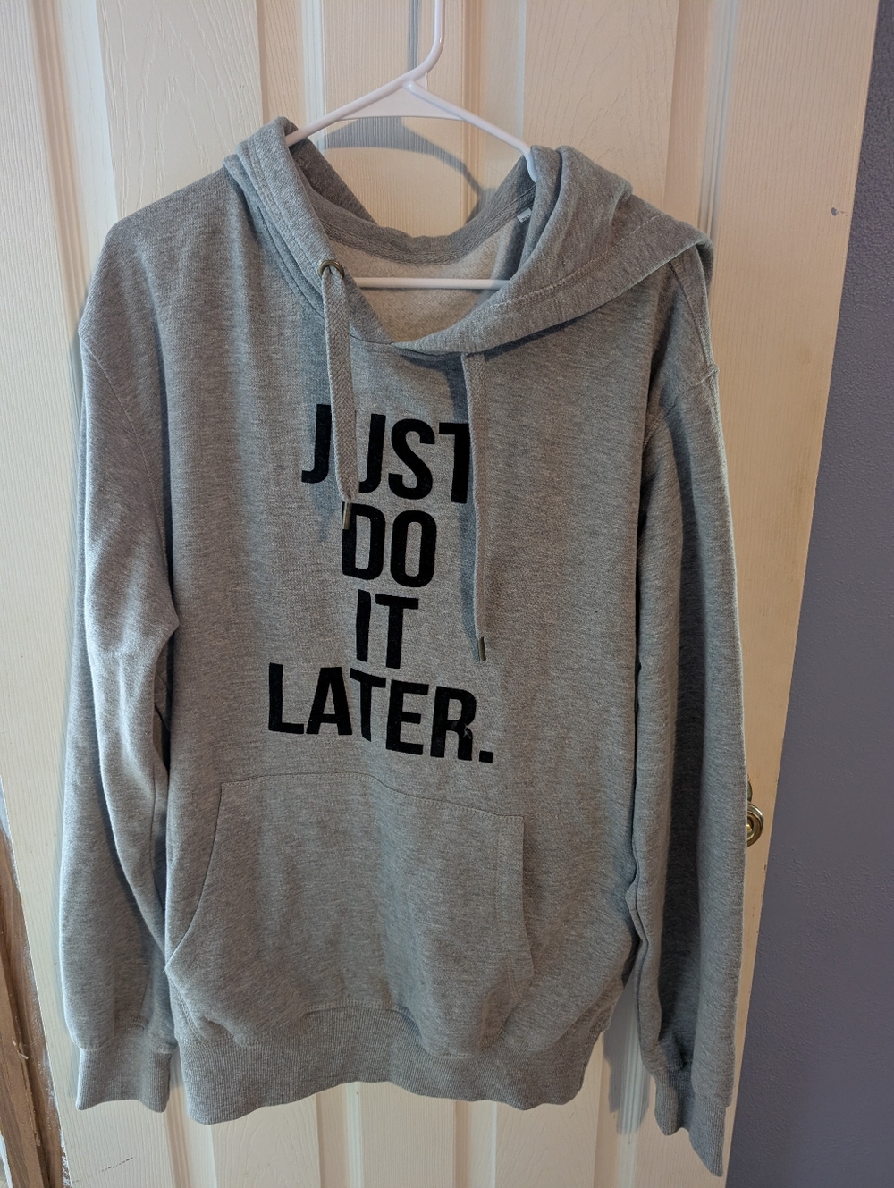 Gray Hoodie with "JUST DO IT LATER." Graphic